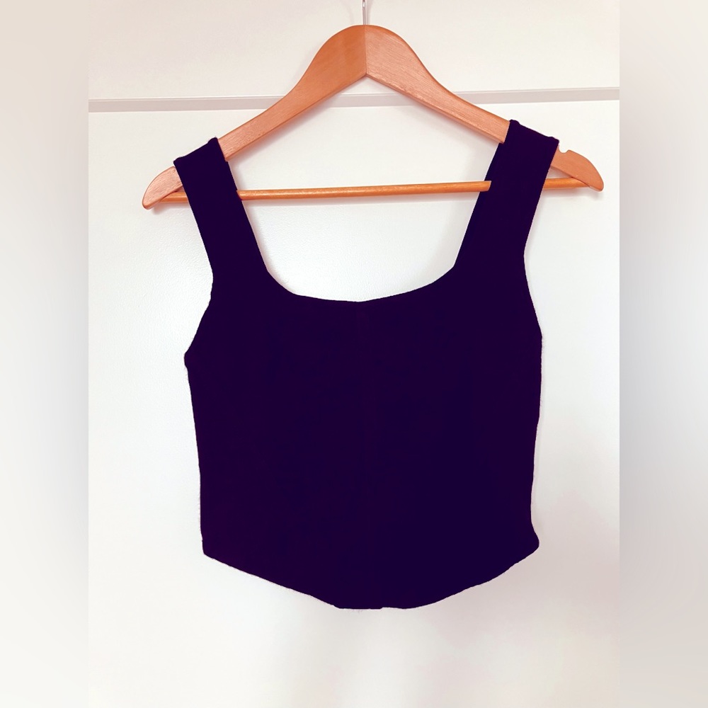House of Harlow 1960 Revolve Sculpt Knit Square Neck Corset Medium Black Tank 🖤